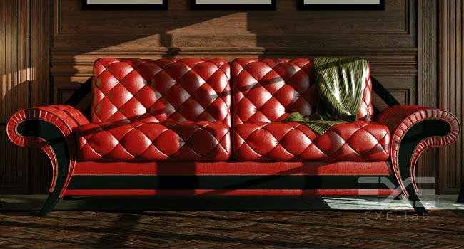 Sofa we wnętrzu 3D