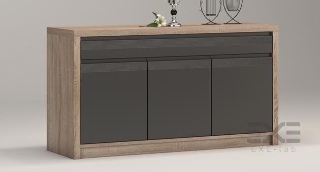 Cabinet with furniture accessories in 3D studio